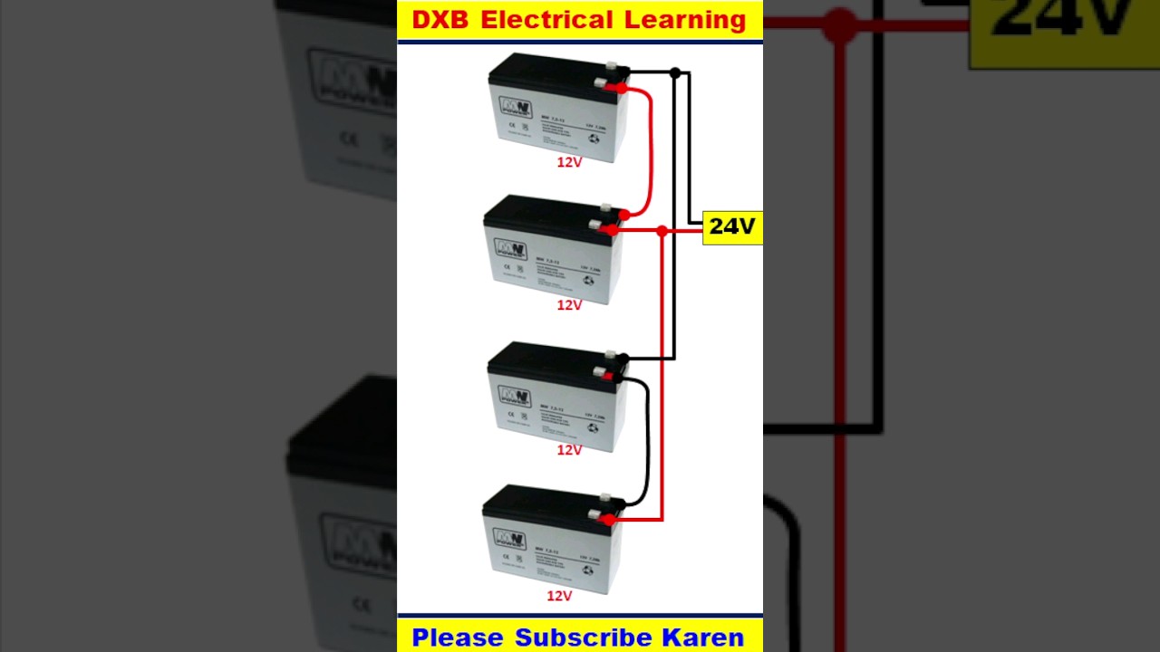12V 4 Battery Connection for 24VDC #shortsvideo #youtubeshorts #shorts