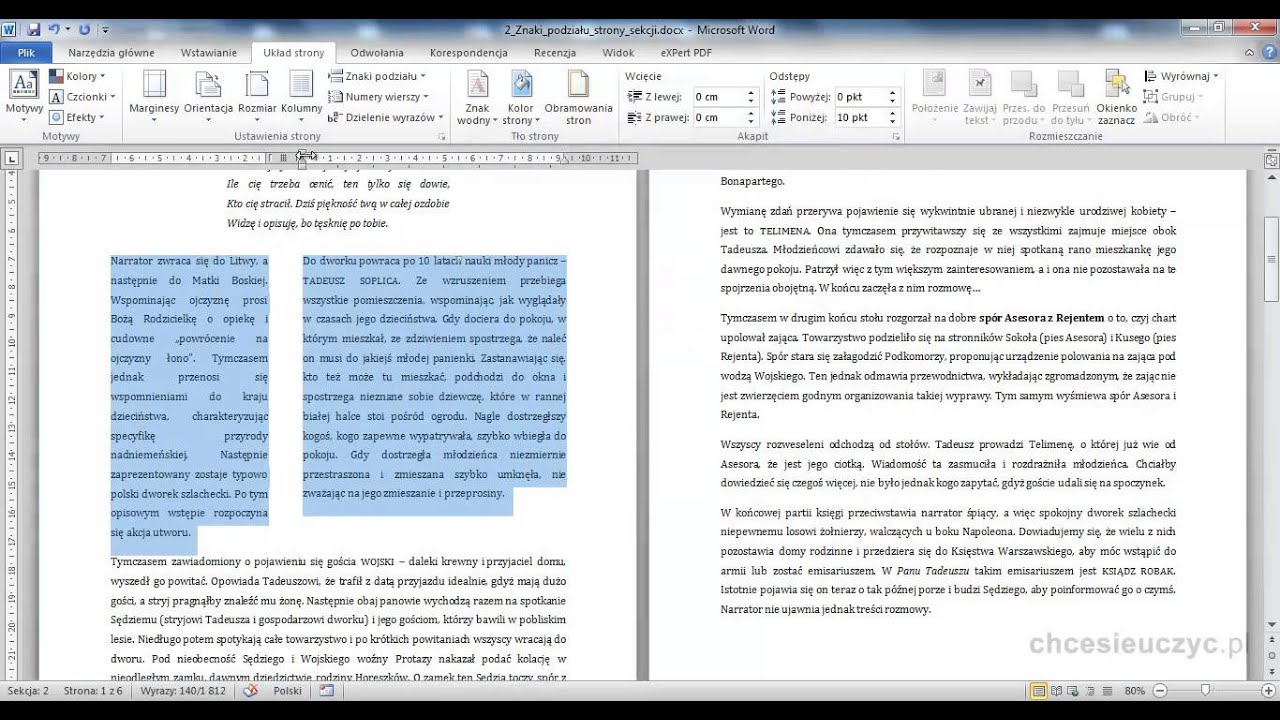 Kurs Microsoft Word 2010 Zaawansowany - [lekcja #2] - Znaki podziału strony i sekcji