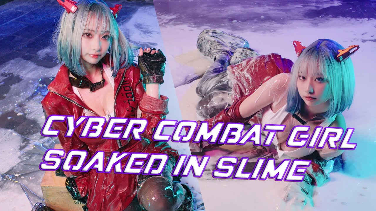 Cyber Girl Wears HIDOLATRA Combat Suit & Black Pantyhose, Soaked in Mysterious White Slime | Wetlook