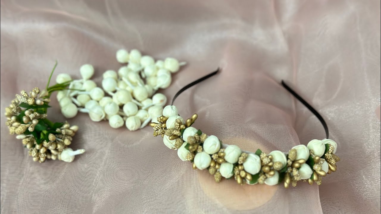 മുല്ലമൊട്ട് ഹെയർബാൻഡ്/onamTrend #mullamottuhairband #latestfliwerhairband #diymalayalam #dearattire