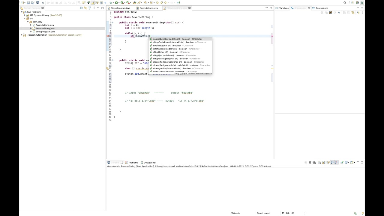 Reverse String Java program without impacting special character position.