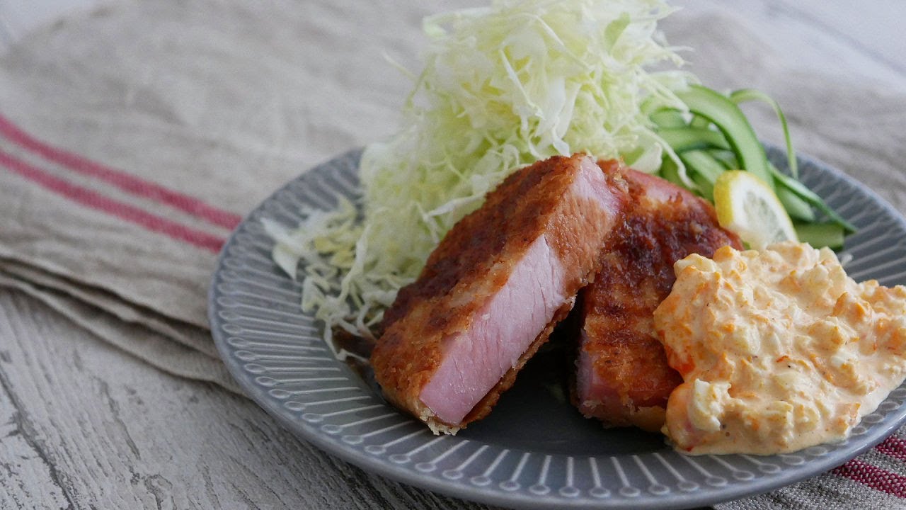 「まるめし」レンチン50秒レモンタルタルと簡単ハムカツ |  Hamkatsu with Lemon tartar