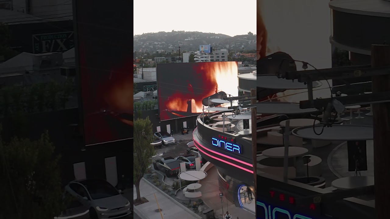 Tesla&rsquo;s New Hollywood Diner Is Unreal! 🚘🍔🎬 #Shorts