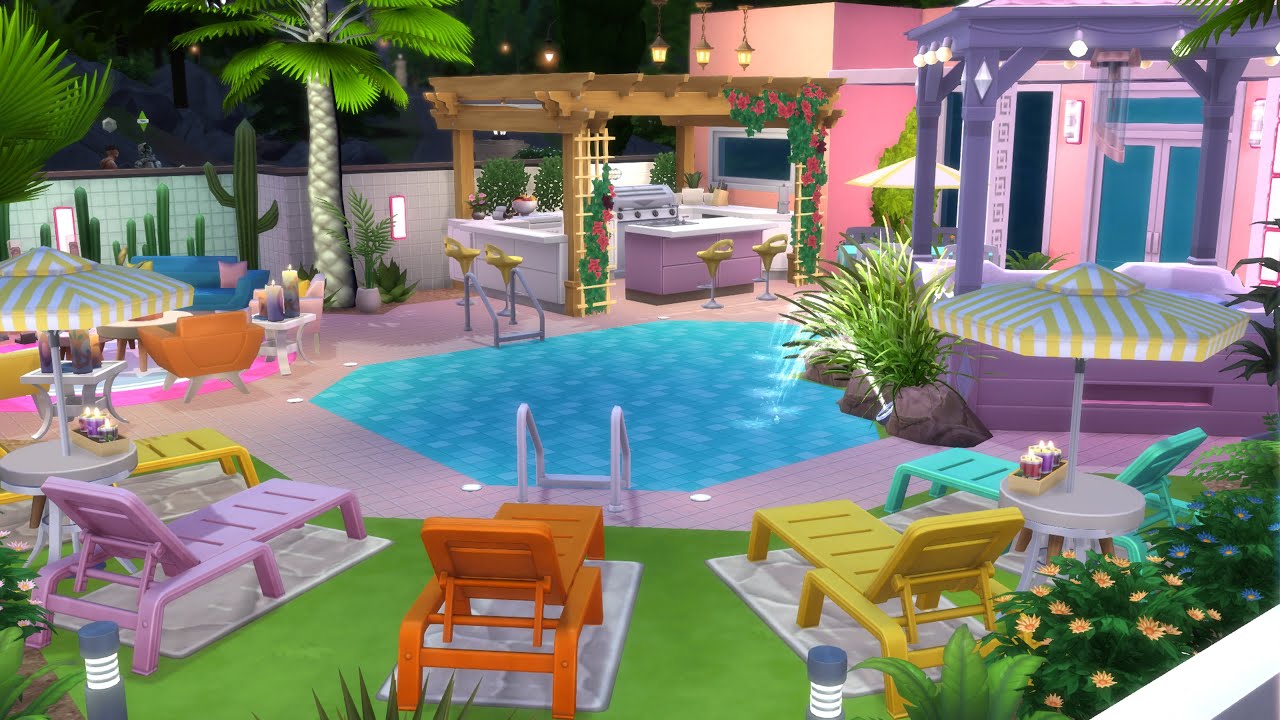 Ep# 440   Palms Springs 50's Patio    The Sims 4 Gallery - Rooms