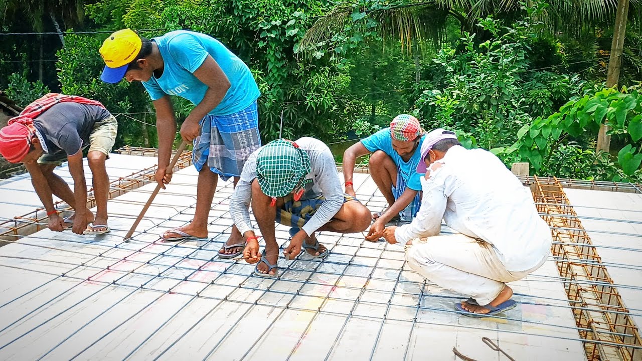 Best Of All Technology Of 500Sqft Roof Slab Iron Rod Installation | Roof Slab Steel Bar Installation