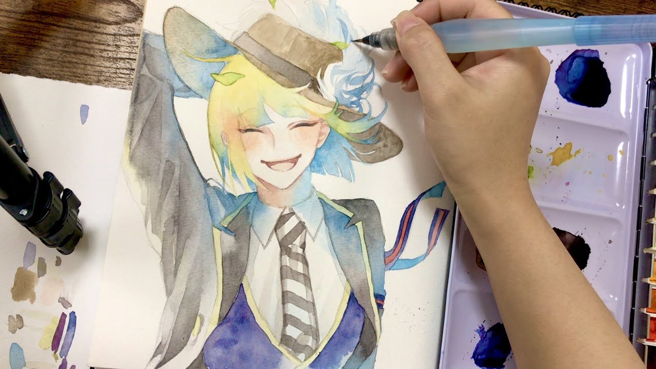 【水彩イラスト】■  /ルーク・ハント塗ってみた/ ツイステ /透明水彩イラストメイキング/ Watercolor Painting