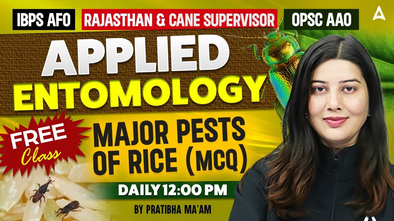 Applied Entomology Major Pests Of Rice MCQ | IBPS AFO | Rajasthan Cane supervisor | OPSC AAO