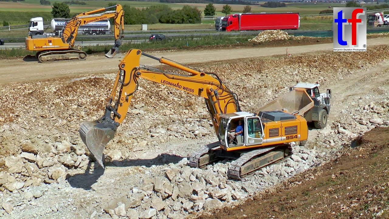 Liebherr R 954C & TA 230, Leonhard Weiss / NBS Wendlingen - Ulm, PFA 2.3, Merklingen, 08.09.2015.