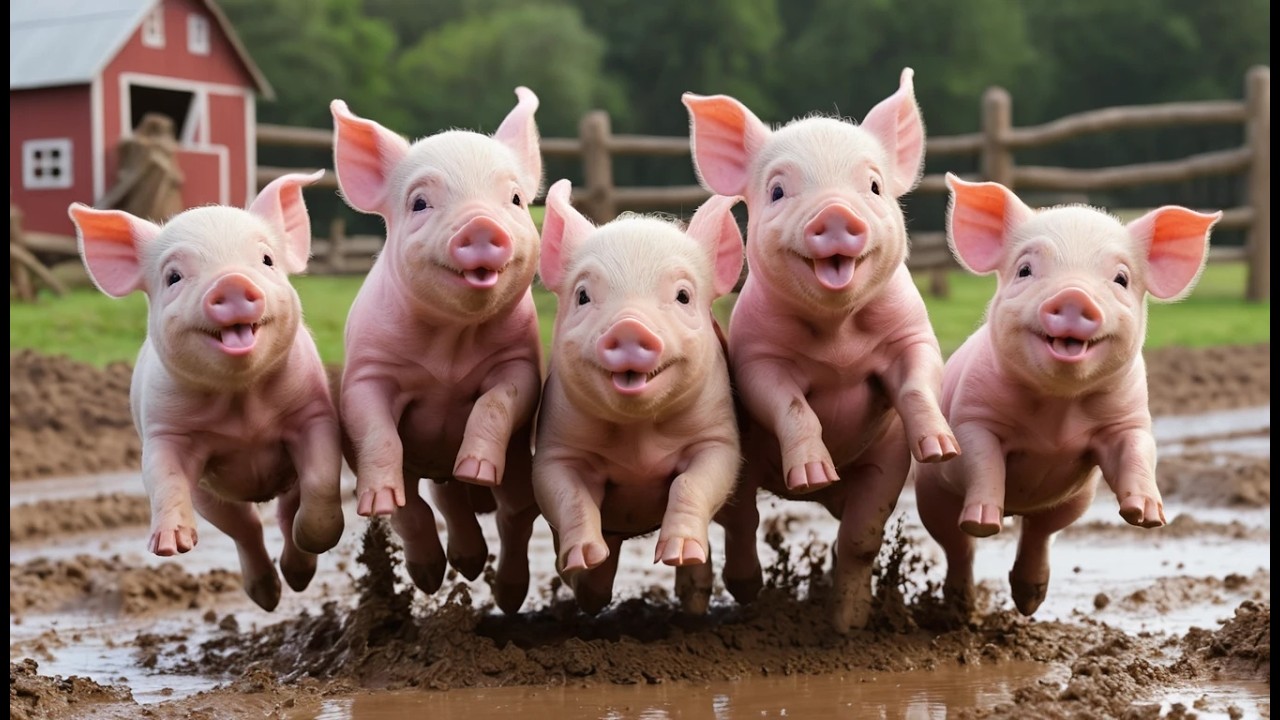 Five Little Piglets Oink Oink Oink | Farm Animal Sounds & Counting Song
