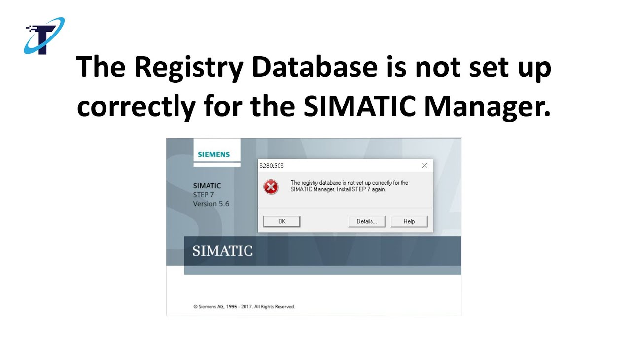 База данных реестра неправильно настроена для SIMATIC Manager