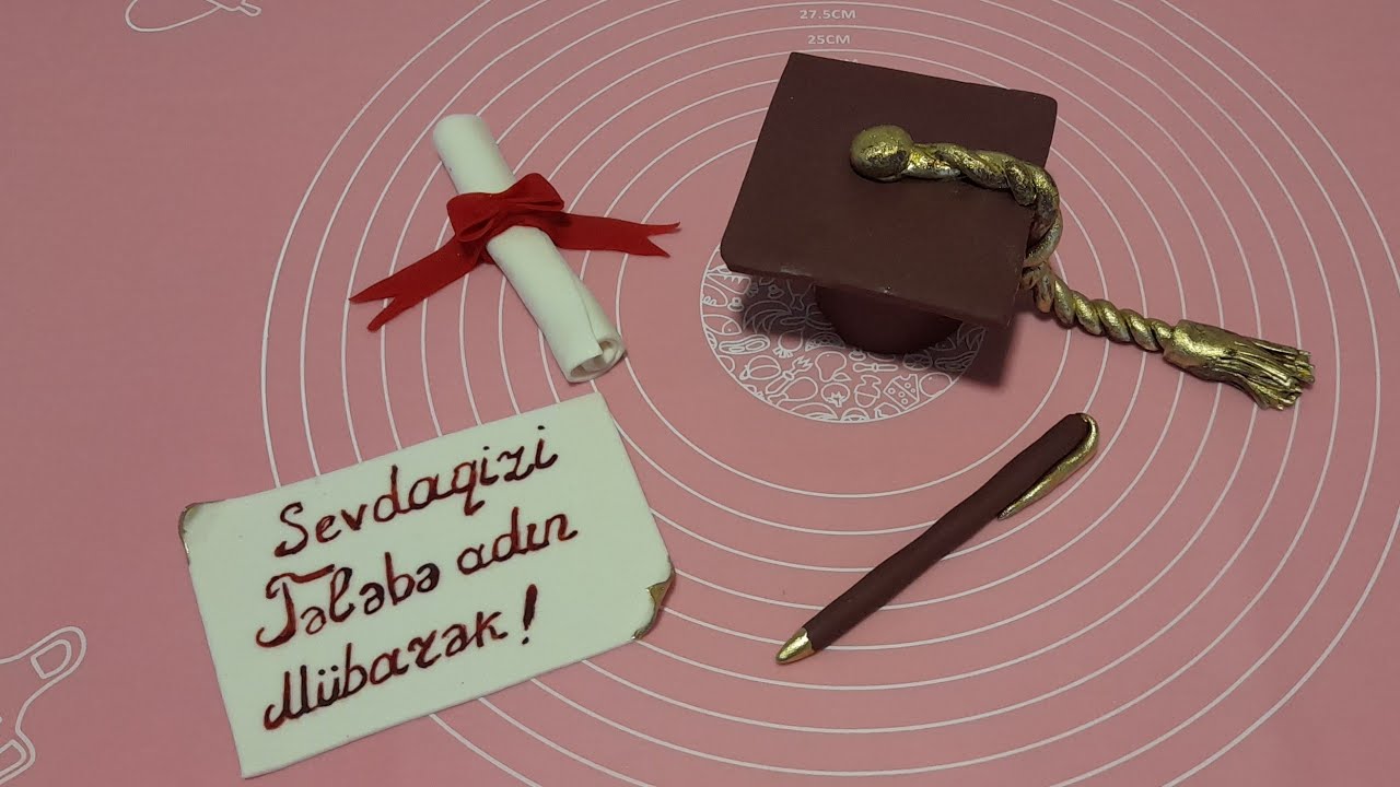 Tələbə tortu üçün aksesuvarların hazırlanması 🎓🖋📝 Malçipanla fiqurların hazırlanması 🎂