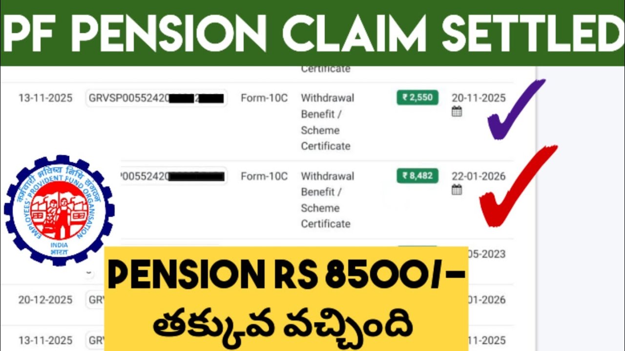 PF Pension Withdrawal Rs.8500/- Settled 