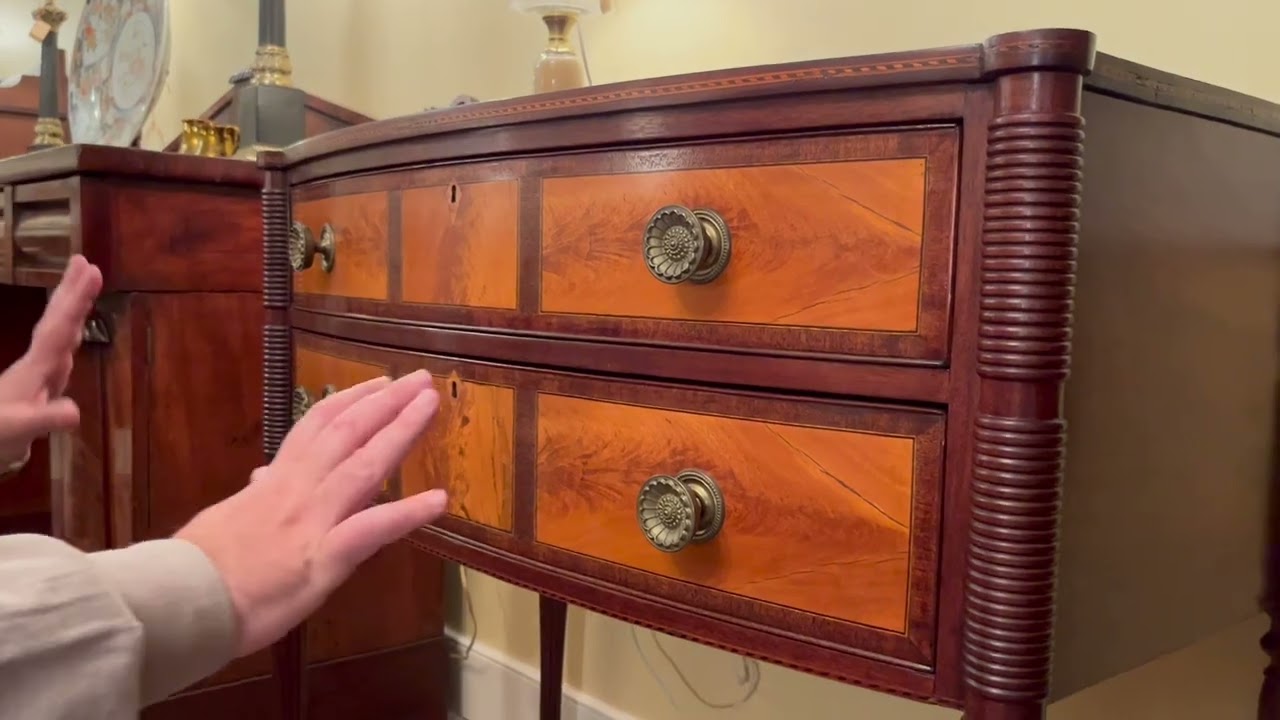 A Striking Flame Birch and Mahogany Server, Circa 1810, New Hampshire