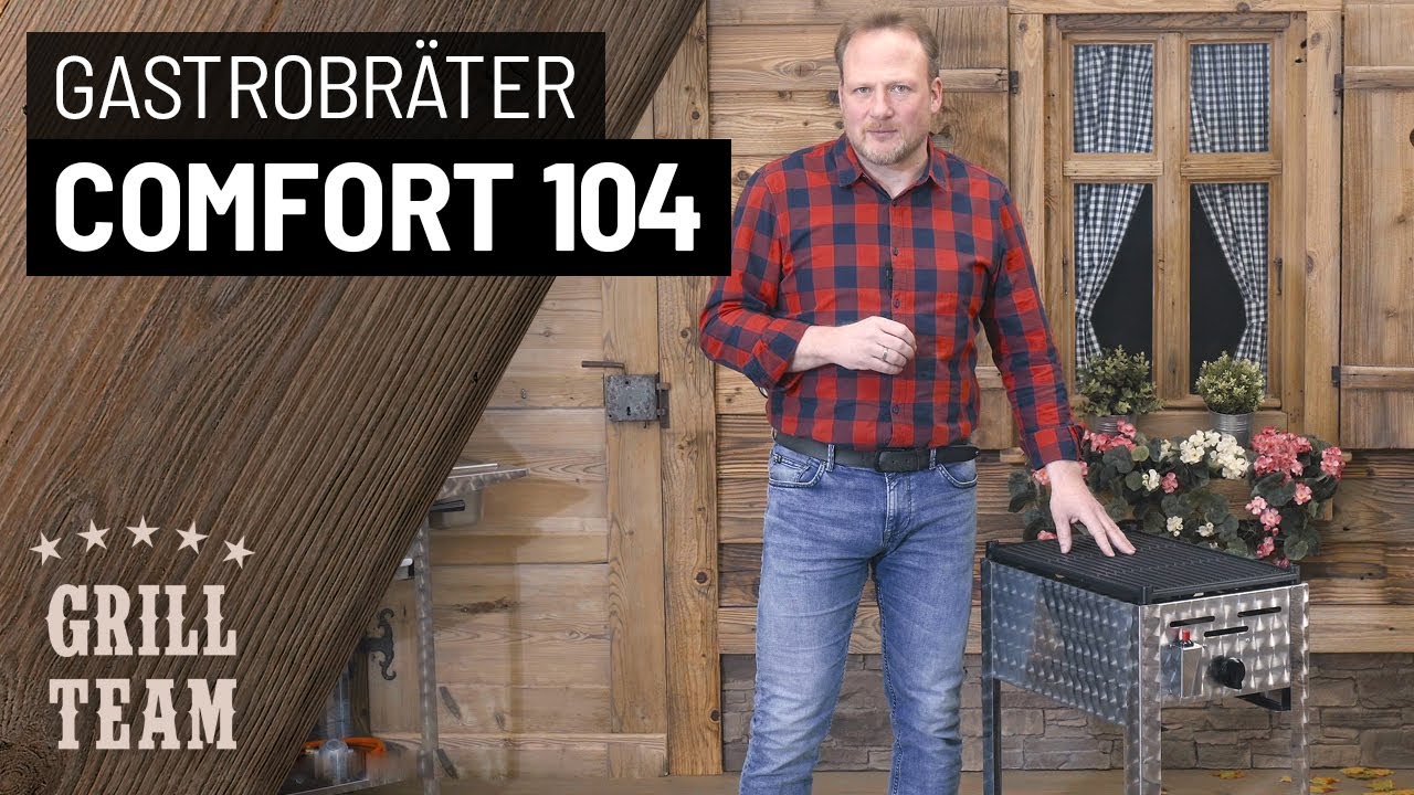 Gastrobräter Comfort 104 | Kompakter Gasbräter mit Gussgrillplatte aus Alu | Vorstellung & Test | V2