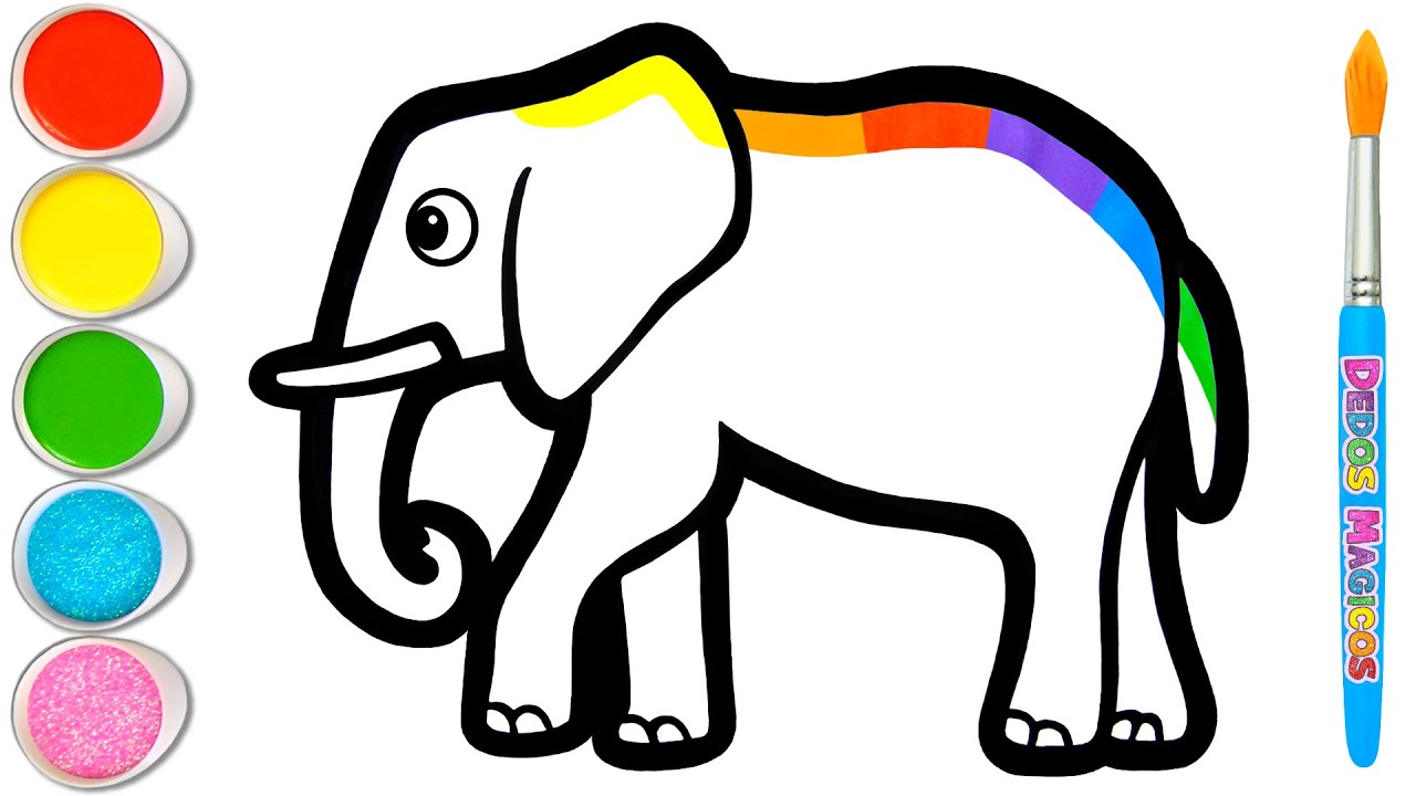 Dibujo y Pintura F&aacute;cil de un Elefante Colorido ❤️🐘❤️ Amigos Animales #151