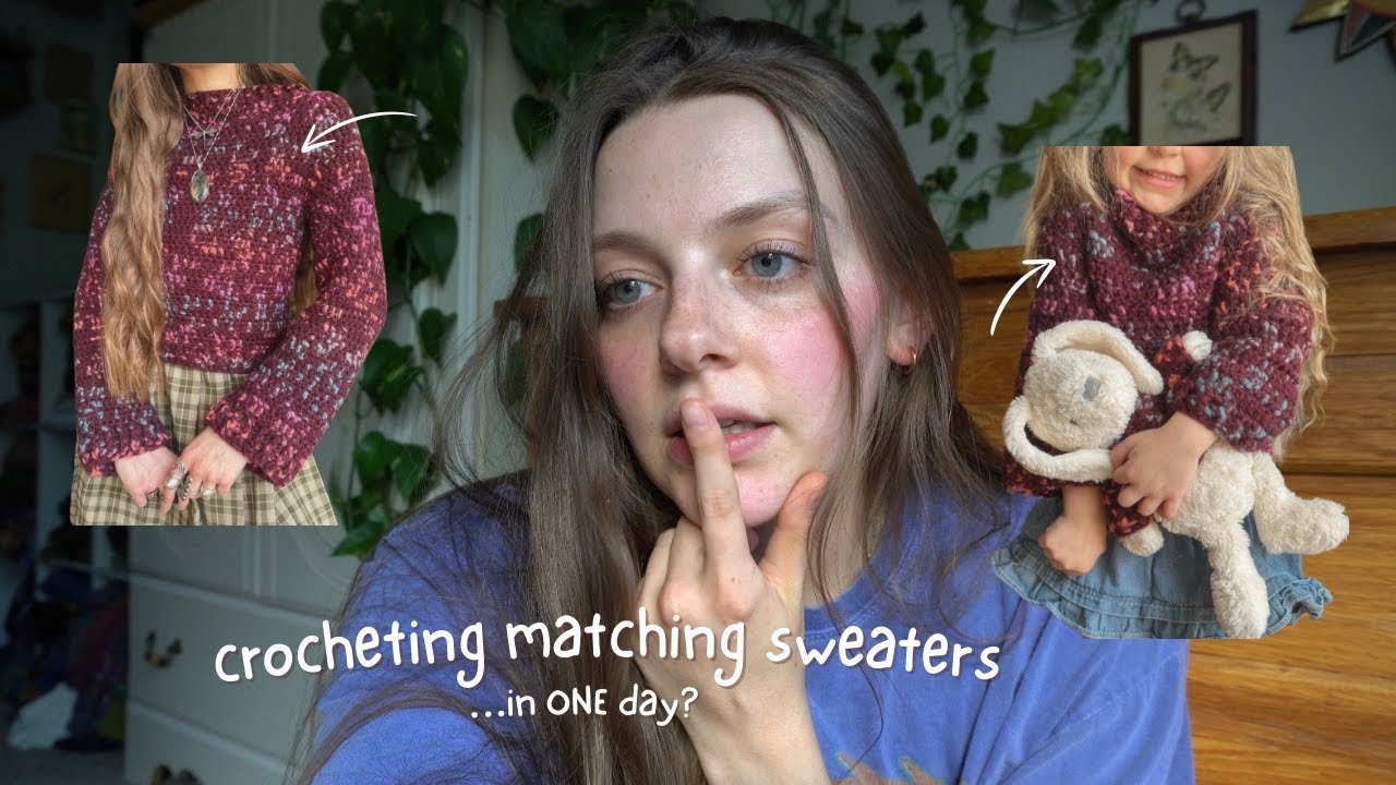 can i crochet matching sweaters in less than 24 hours?! 😱 | a crochet with me vlog