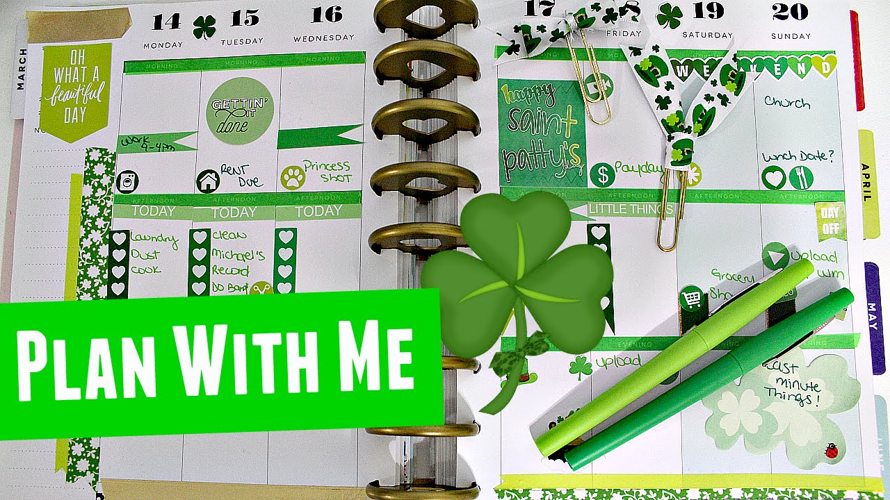 Plan with me| The Happy Planner| ST patricks Theme