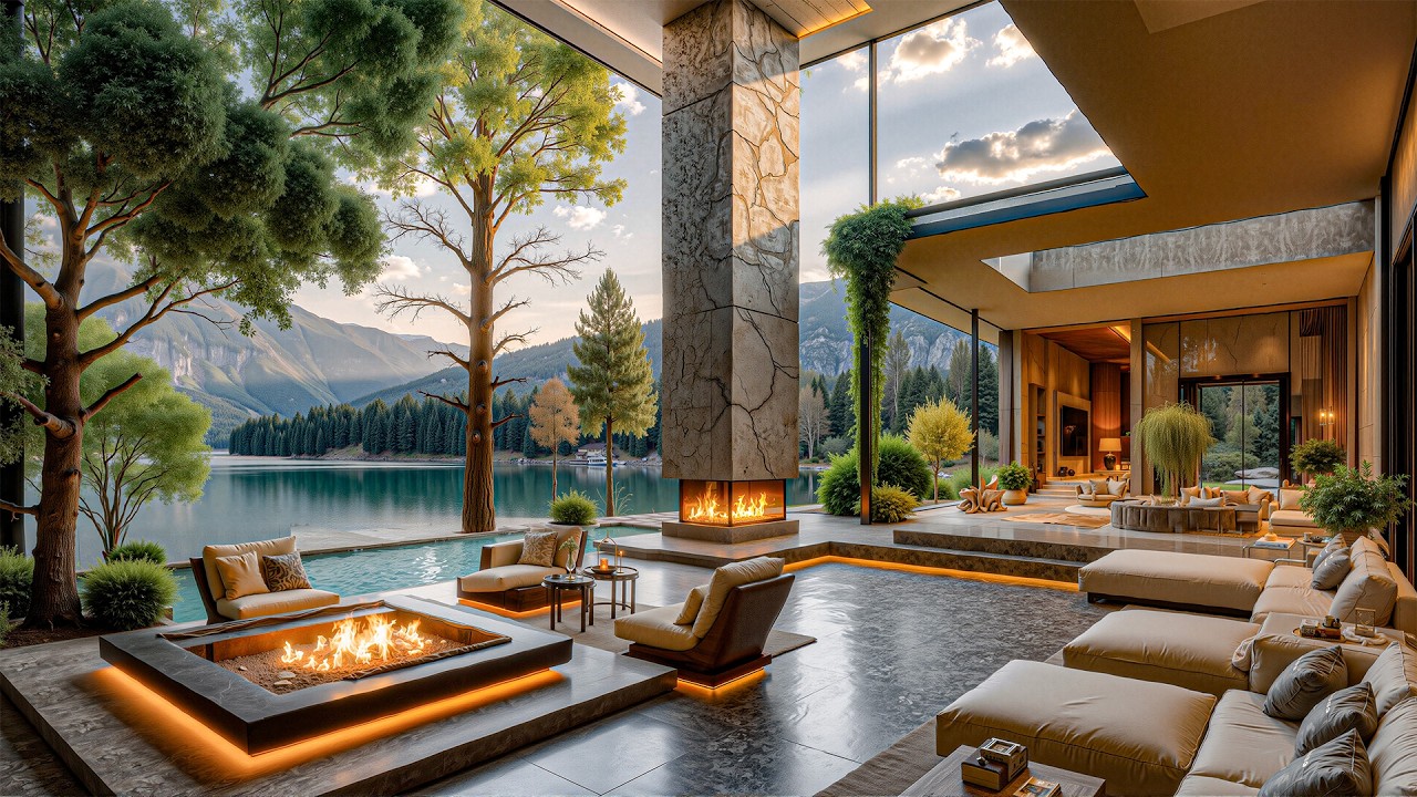 Dreamy Jazz In A Luxurious Living Room In The Summer Forest - Positive Jazz That Helps Reduce Stress