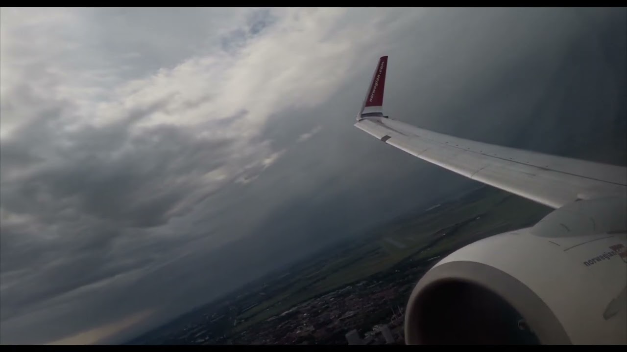 Norwegian | Boeing 737-800 | Take Off after rain storm | Amsterdam (EHAM)