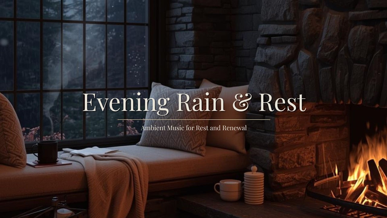 Fire and Rain | Ambient Fireplace & Gentle Rain Sounds | 1 Hour Calm Background