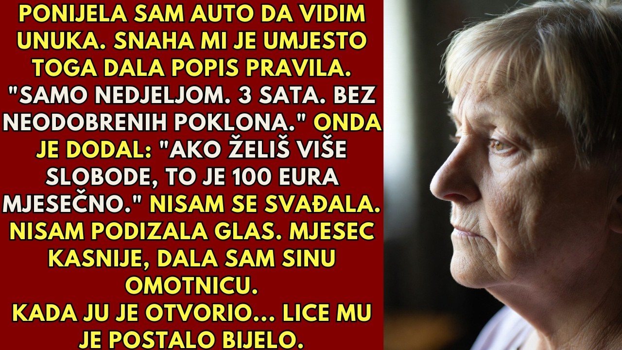 Snaha mi je dala popis pravila za viđanje s unukom, pa sam sinu dala omotnicu.