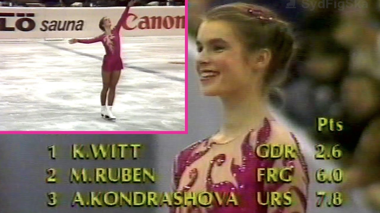 Women's free skate | 1984 Euros | Witt  🇩🇪🥇 Ruben 🇩🇪🥈 Kondrashova ☭🥉