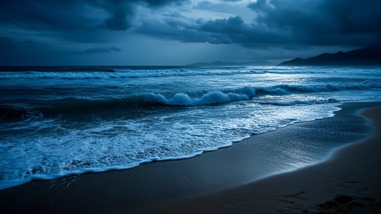 Midnight Ocean Waves Soundscape for Deep Sleep, Stress Relief, and Peaceful Night Calm