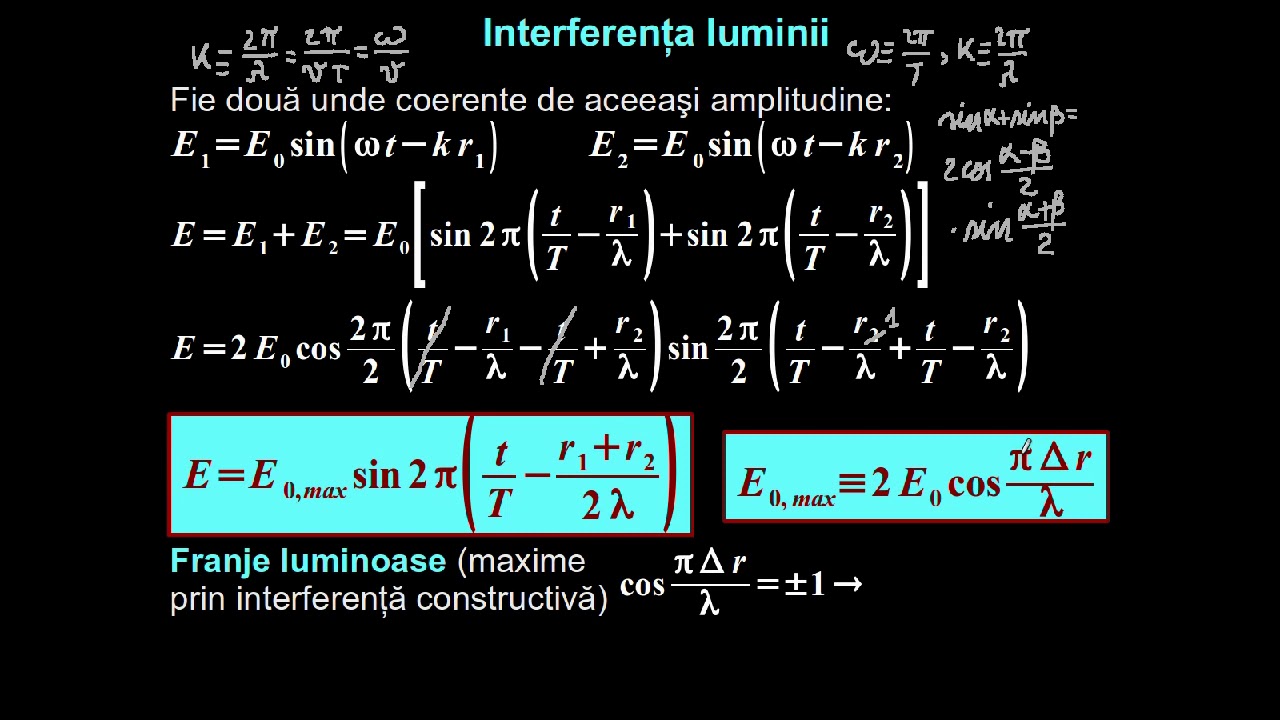 Interferenţa luminii. Franjele interferenţei staţionare. Interferometrul Young. | Lectii-Virtuale.ro