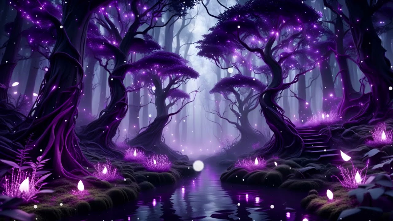 Mystical Purple Forest Ambience ✨ Relaxing Fantasy Music for Sleep, Study & Meditation