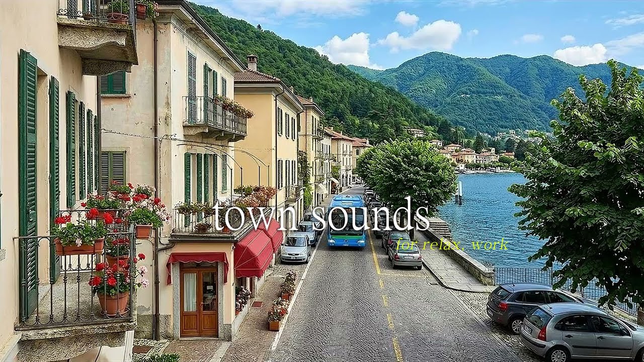 Lakeside European Street Ambience 🚶‍♂️  | Jazz Music Calm Town Sounds for Focus & Relax.