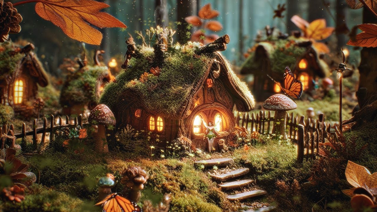 ⋆ ˚🍄🧚‍♀️｡ Сказочная деревня в лесу 🍁˚｡ Атмосфера и спокойная музыка 🍄 Звуки природы АСМР