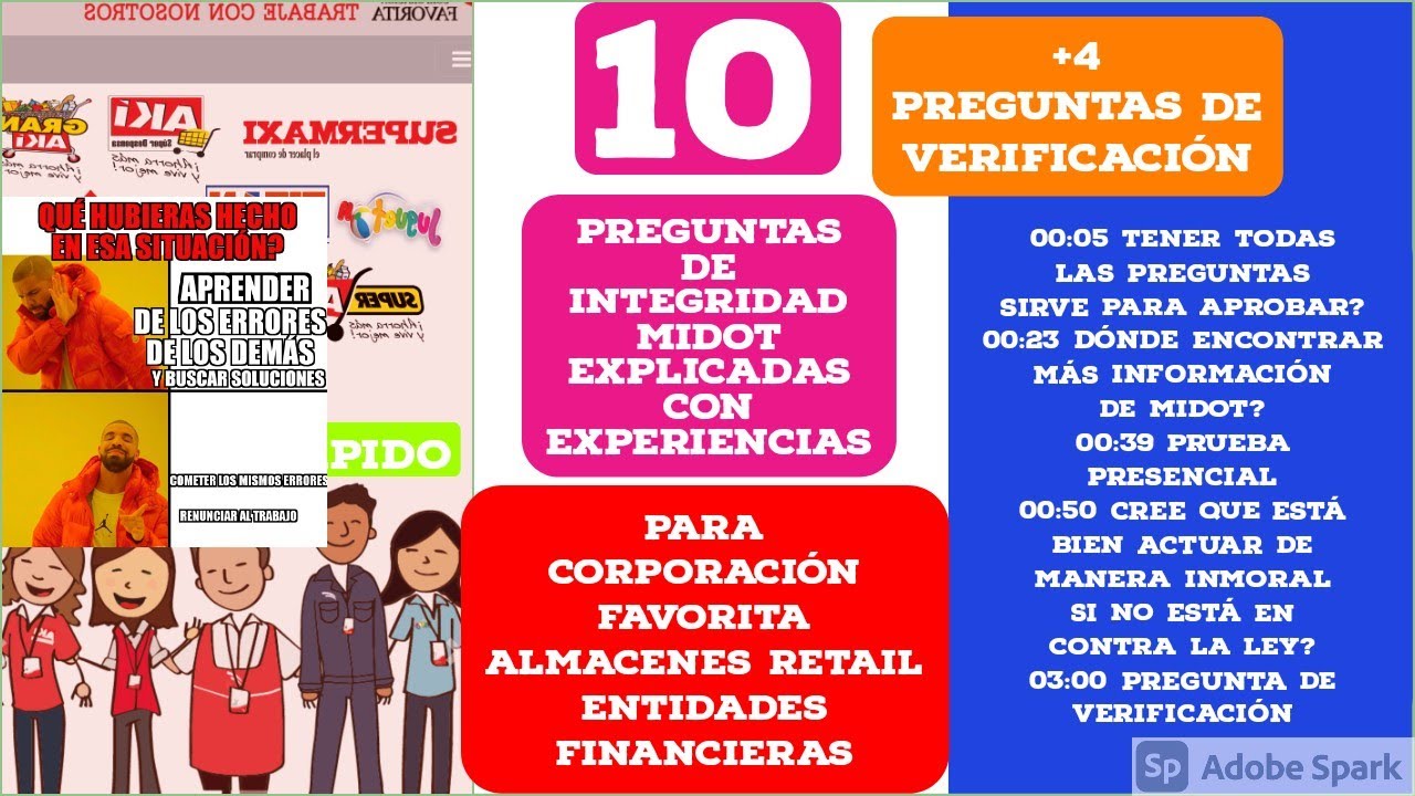 10 preguntas Prueba Integridad MIDOT Corporaci&oacute;n Favorita Supermaxi AKI  Empresas Retail Financieras