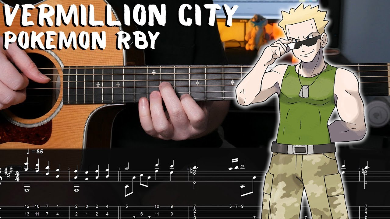 Vermillion City - Pokemon Red/Blue/Yellow - Fingerstyle Guitar Tutorial + TAB