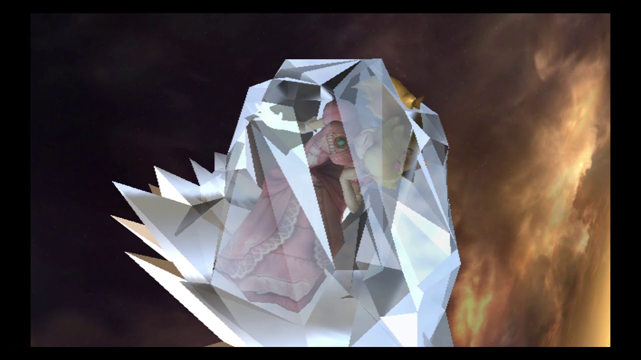 Peach being frozen on ice in Super Smash Bros Brawl