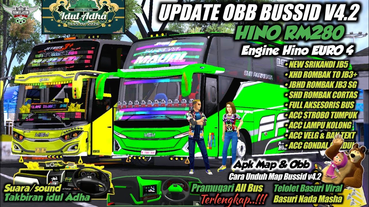 UPDATE TERBARU !! HINO RM280 EURO 4 | Grafik Hd Sound Ets2 Rombak Bus Jb5 | Telolet Basuri