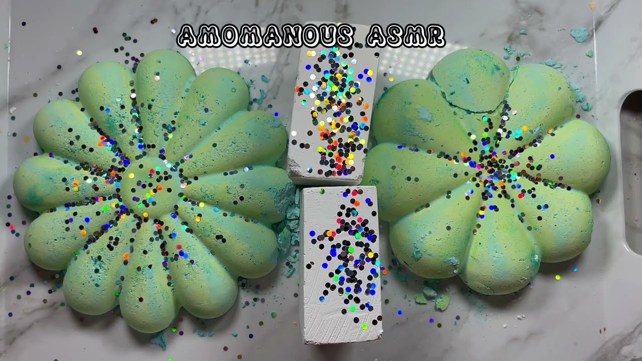 Soft green flowers and Spri gym chalk | ASMR crush