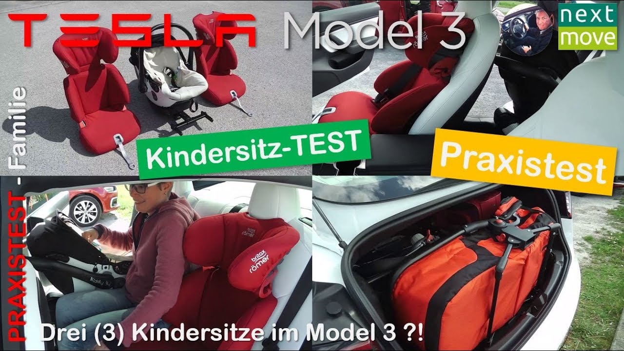 Tesla Model 3 weiß: Drei Kindersitze mit ISOFix befestigen | Familien-Praxistest