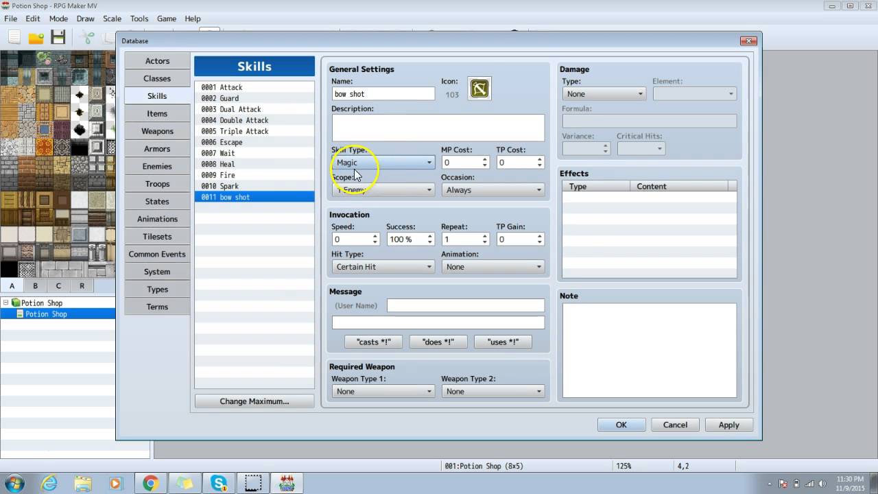 RPG Maker MV Tutorial -Making weapons/skills use ammo-