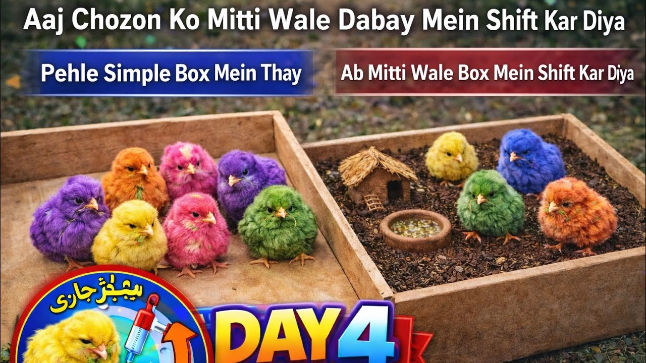 Day 4 | Aaj Chozon Ko Mitti Wale Box Mein Shift Kar Diya 🐥 | 30 Days Chick Challenge