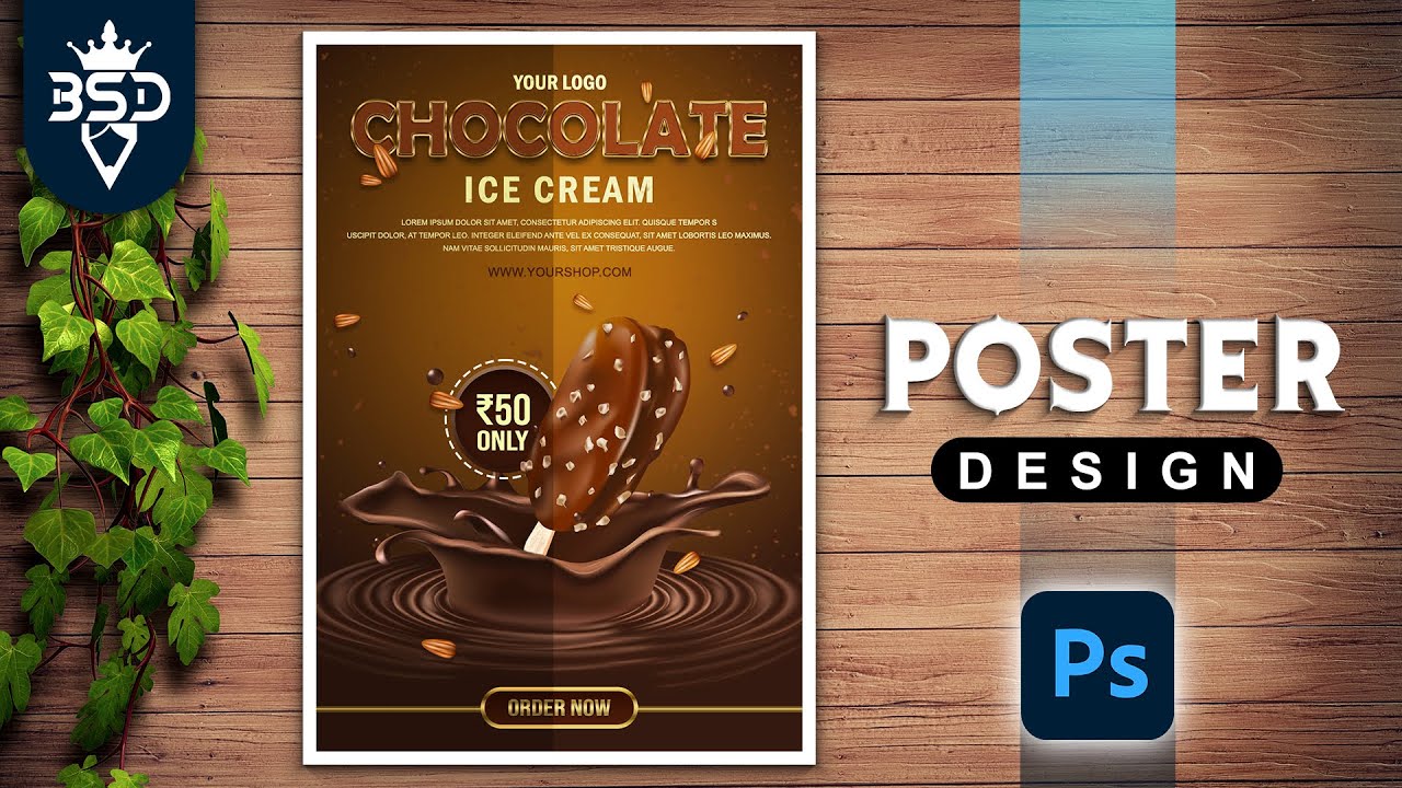Chocolate Ice Cream Poster Design in | Photoshop 2021 Tutorial |