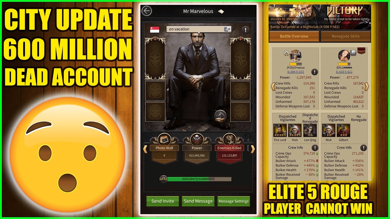 A Super Strong Elite 5 And 600 Million Power Dead Account - Mafia City - City Update
