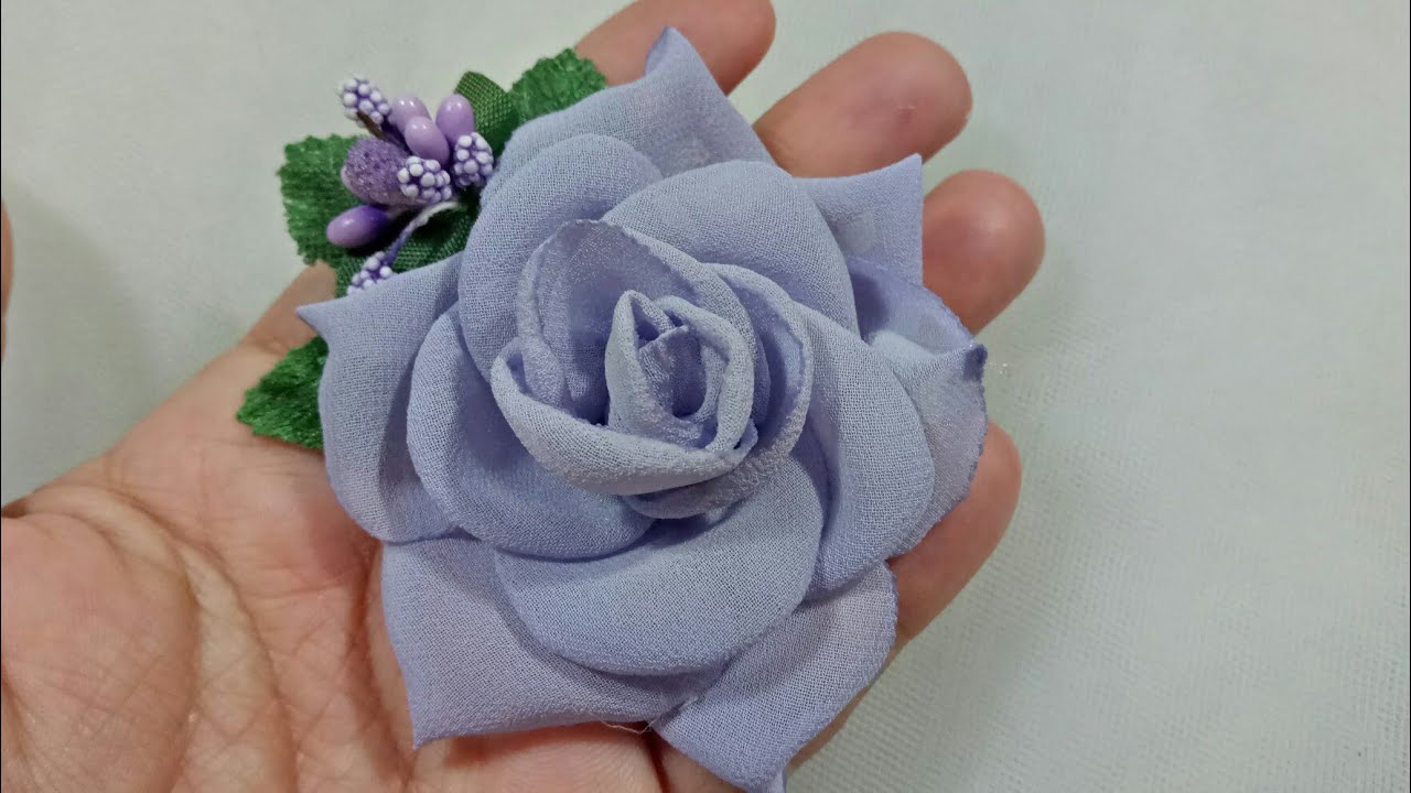 141) DIY HANDMADE | Cara Membuat Bunga dari Perca Sifon || Chiffon Rose || Chiffon Patchwork Flower
