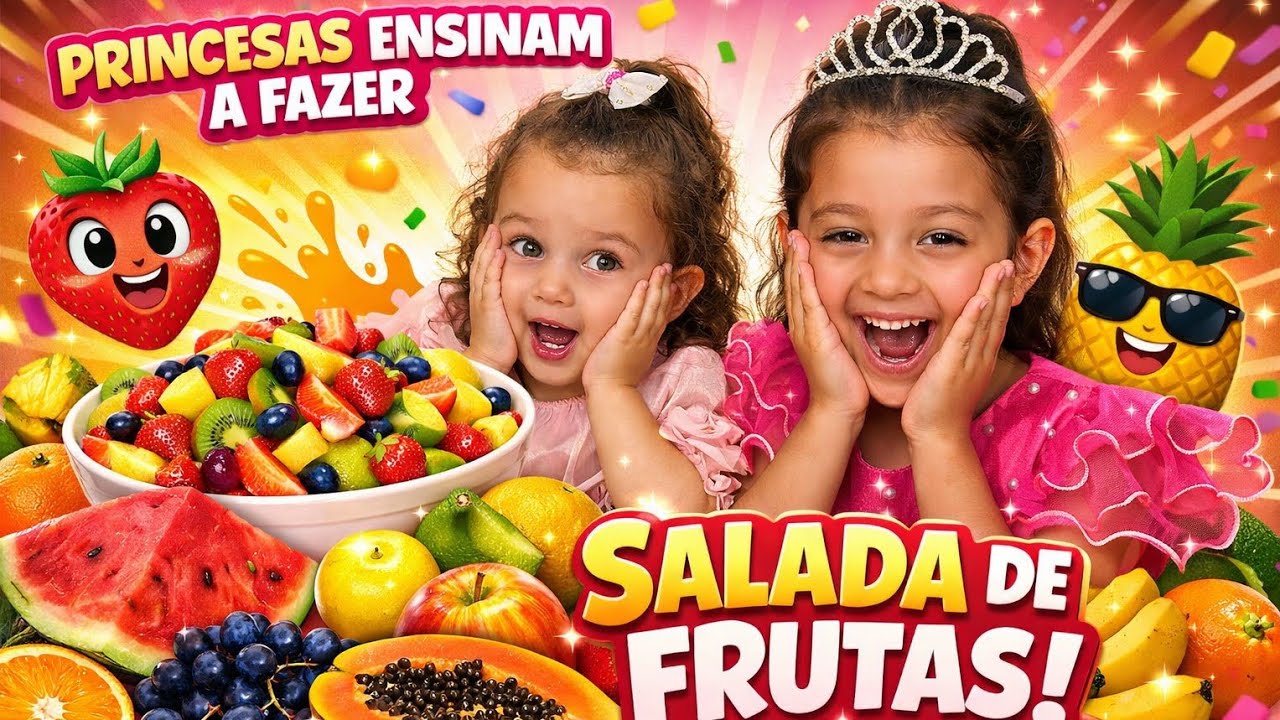 AS PRINCESAS ENSINAM A FAZER SALADA DE FRUTAS! - Alice e Maria