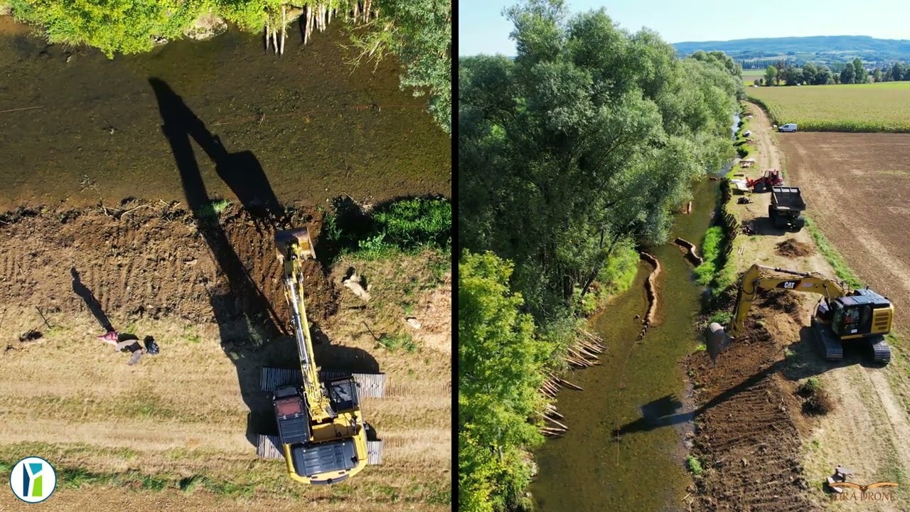 Travaux de renaturation de l'Orain à Tourmont (Jura)