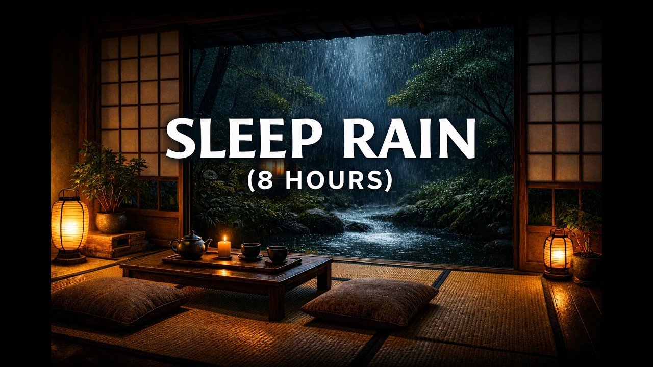 Zen Rain for Deep Sleep 🌧️ Cozy Japanese Room Rain Ambience (8 Hours)