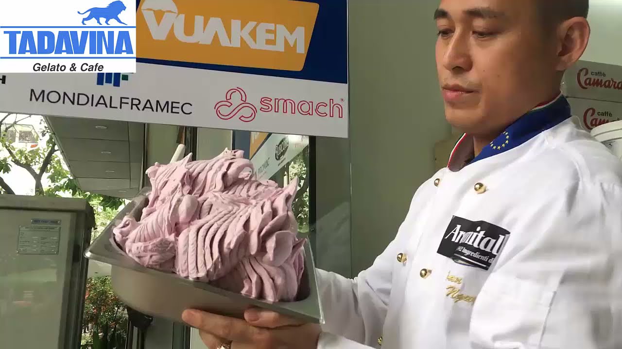 KEM Ý BLUEBERRY AROMITALIA - LÀM BẰNG MÁY KEM GELATO INNOVA ITALIA