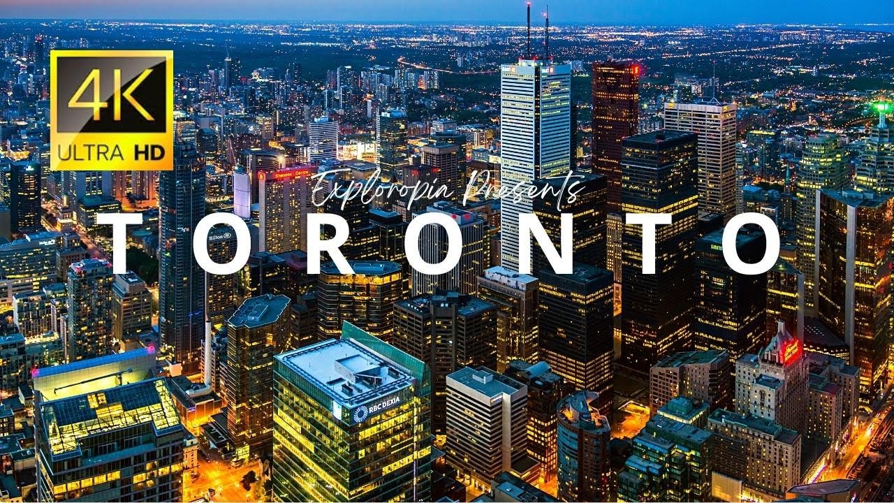 Торонто, Онтарио, Канада 🇨🇦 в 4K ULTRA HD видео 60 кадров в секунду ночью с дрона