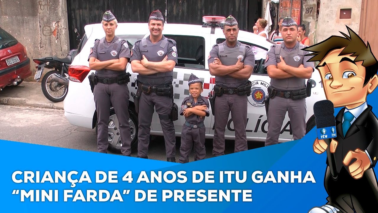 Polícia Militar de Itu entrega mini “farda” à criança que sonha em ser Policial