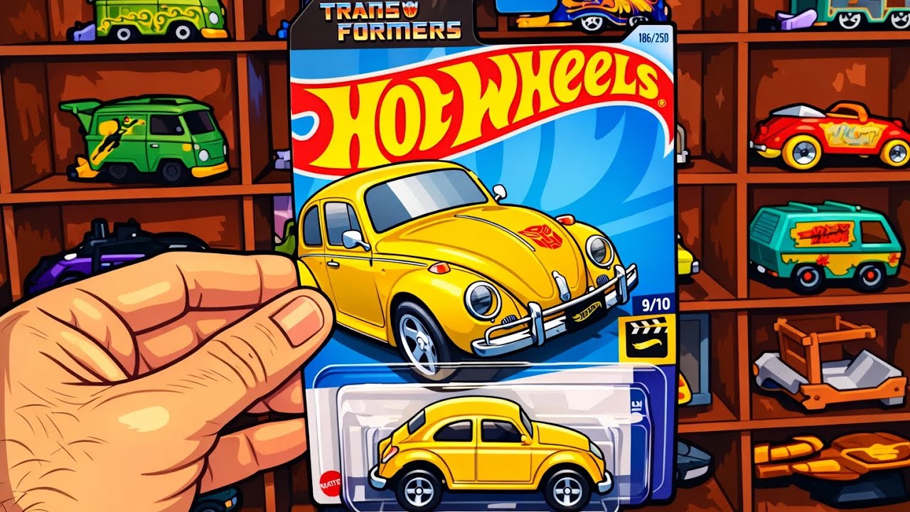 Video (2051). Consegui o Fusca Bumblebee Transformers Amarelo/Miniatura HW Temático. 😁👍