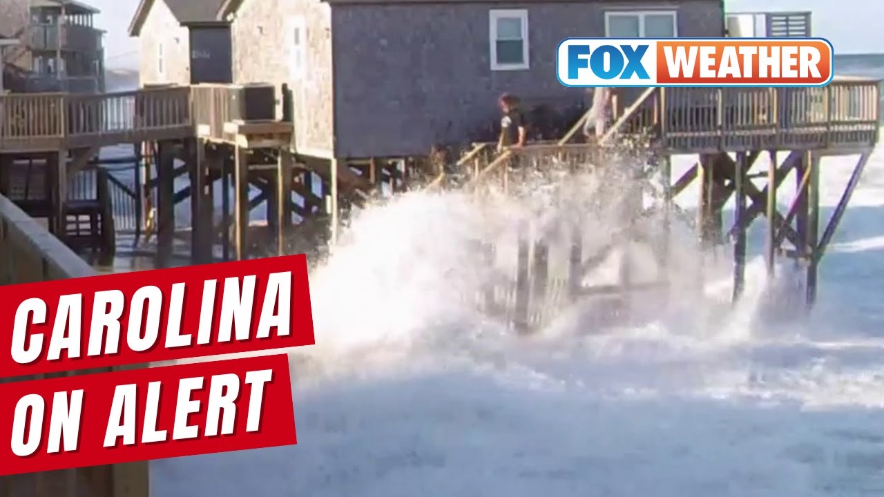 High Surf From Hurricane Erin Slams North Carolina Shore